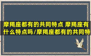 摩羯座都有的共同特点 摩羯座有什么特点吗/摩羯座都有的共同特点 摩羯座有什么特点吗-我的网站